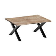 GHomeUK Acacia Wood Live Edge Coffee Table Black Cross Legs - EETTA